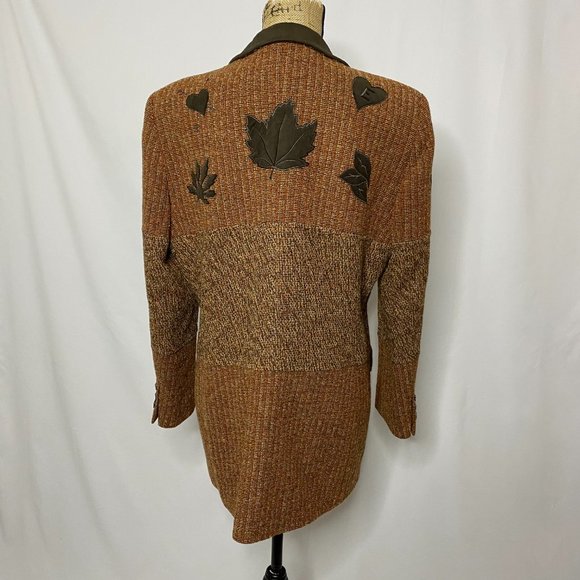 Escada Wool Blend Tweed Leaf Fall Foliage Button Up Blazer Jacket - Picture 7 of 10